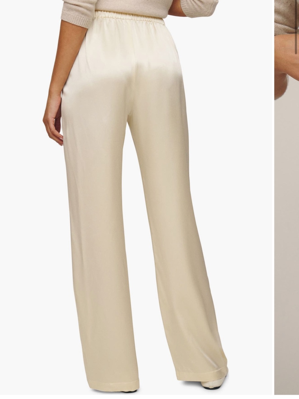 Reformation Olina Silk Pants in Sugar - Picture 2 of 4